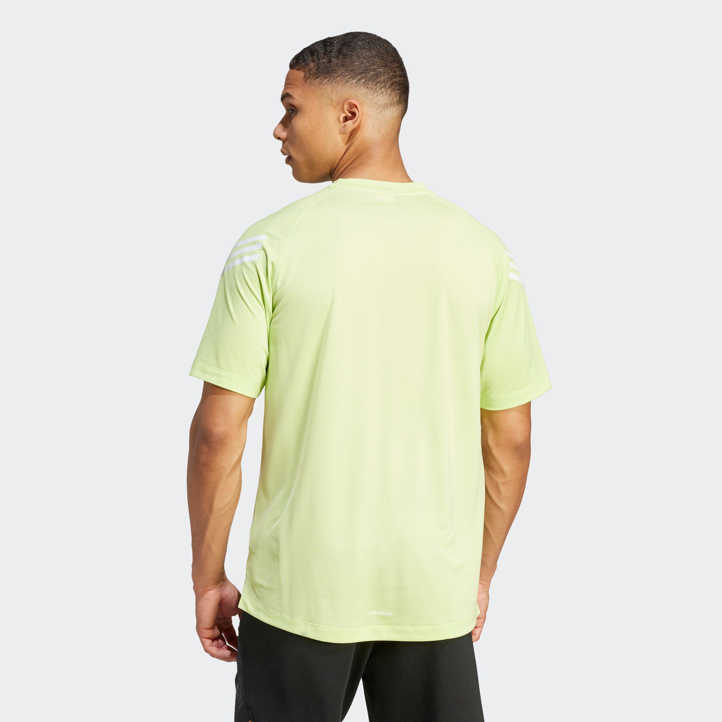Pebble ICONS Silver TRAINING Performance T-Shirt / TRAIN adidas Lime / Pulse White 3-STREIFEN