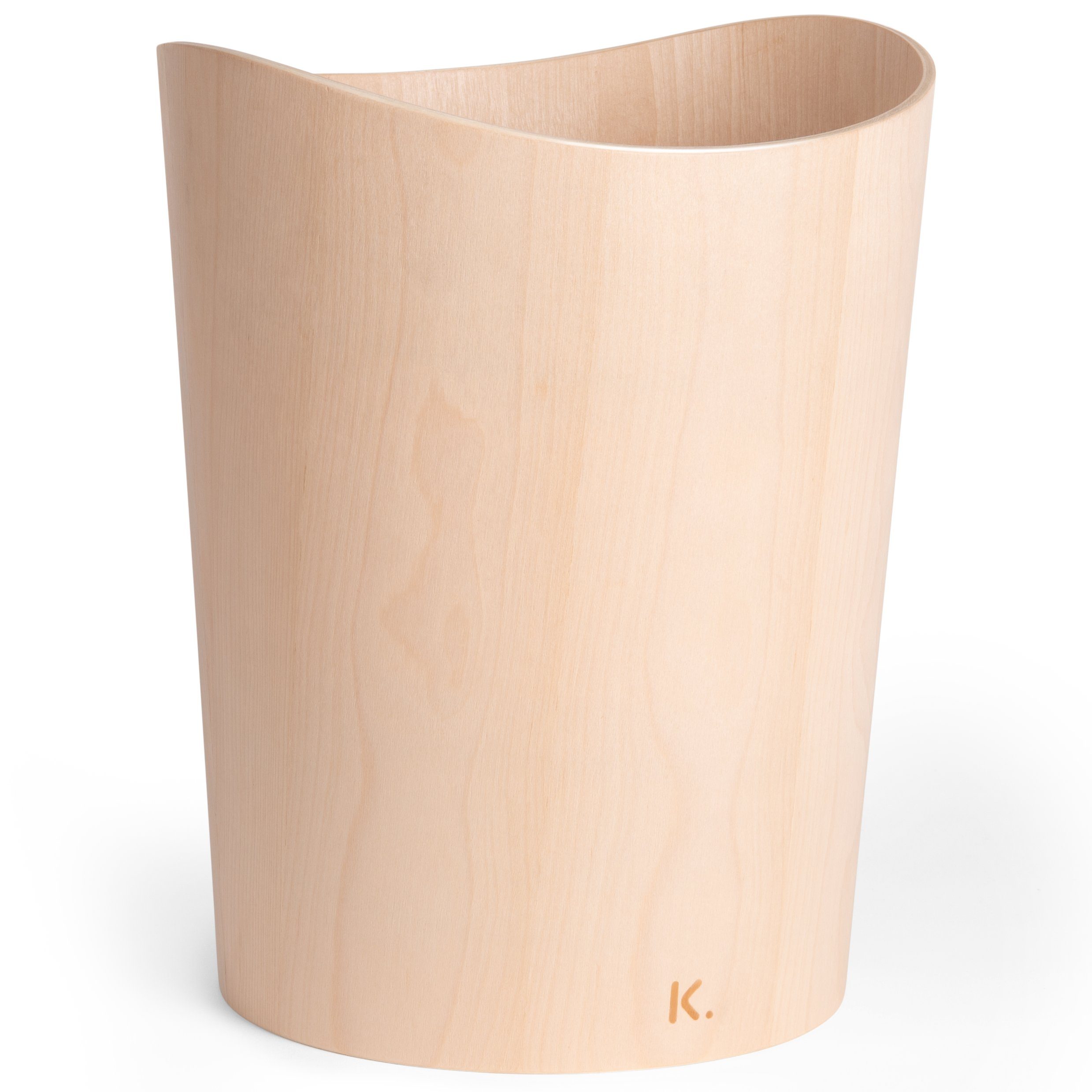KAZAI. Papierkorb Echtholz-Veneer, Design Papierkorb mit massivem Holzkern und Echtholz-Veneer