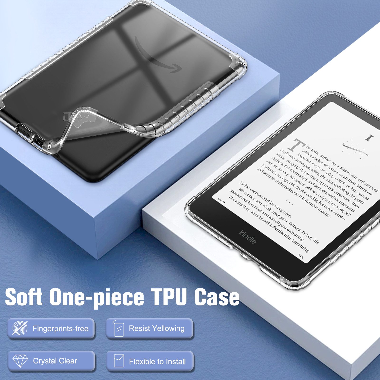 Fintie E-Reader-Hülle für Kindle Paperwhite(12. Gen) 2024/Kindle Colorsoft Signature Edition 7 Zoll, Durchsichtig Weiche TPU Case, Stoßfest Anti-Scratch Cover