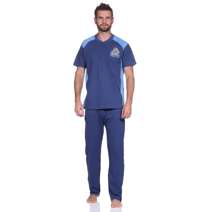 EloModa Pyjama Herren Pyjama Sommer Schlafhose und Shirt kurz-arm Baumwolle; M L XL (2 tlg)