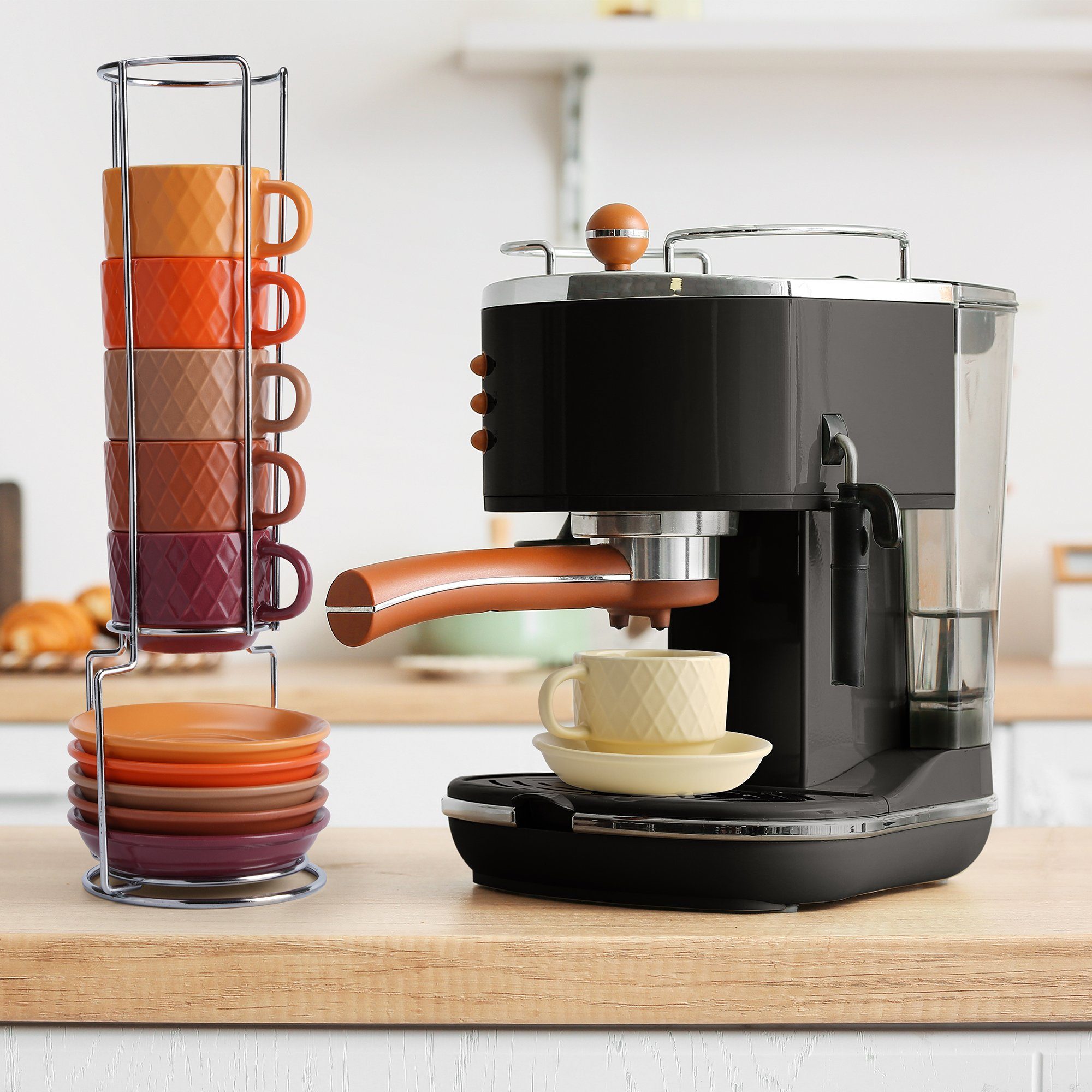 MiaMio Espressotasse Palmanova Magma Rot, 75 ml, 6-tlg., Keramik – Bild 3 von 5