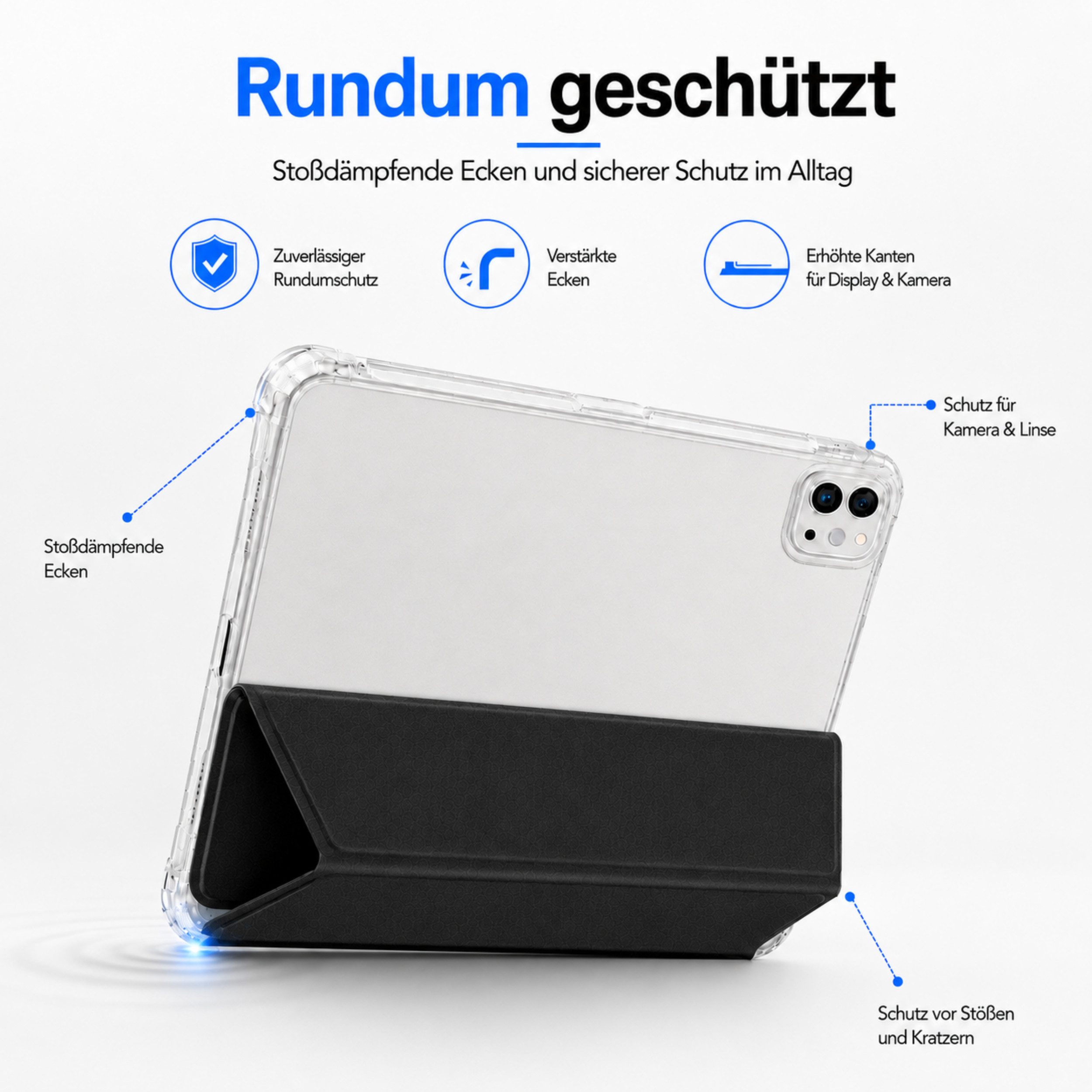 PlugUp Tablet-Hülle iPad Pro 11 Zoll (M5/M4) 2025/2024 mit Stifthalter 11 Zoll, iPad Pro Hülle mit Stifthalter, dünn & transparente Rückseite – Bild 5 von 5