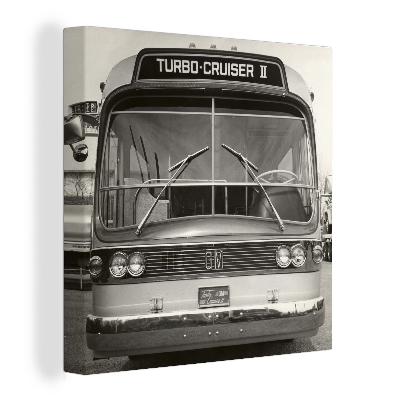 OneMillionCanvasses® Leinwandbild Bus - Vintage - Schwarz - Weiß, (1 St), Leinwand Bilder für Wohnzimmer Schlafzimmer