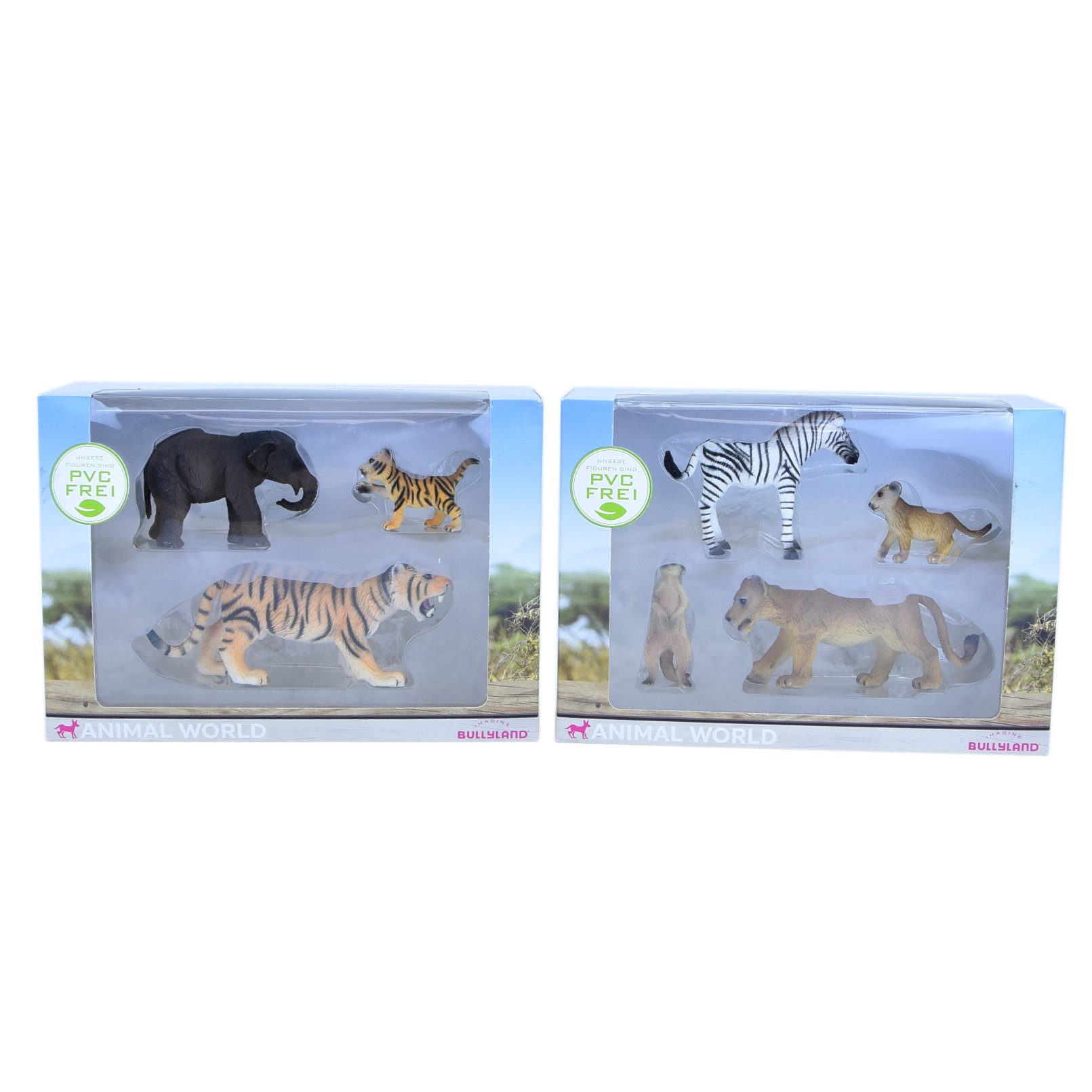 BULLYLAND Actionfigur Wildnis 7 Tiere, Elefant, Tiger, Zebra, Löwe, Erdmännchen