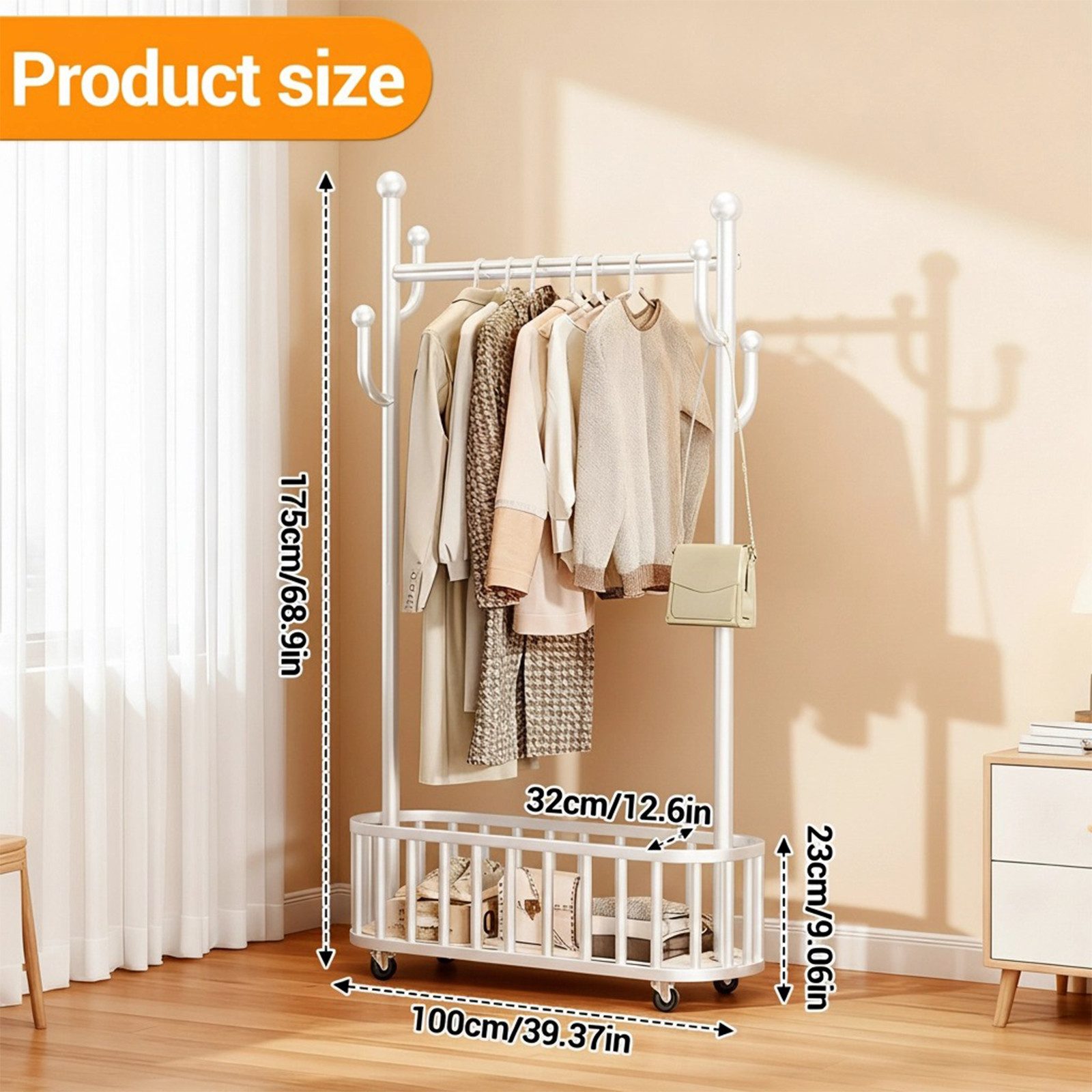 GarveeMore Garderobenhalter Metallkleiderständer mit Rollen, Rollbare mit A günstig online kaufen