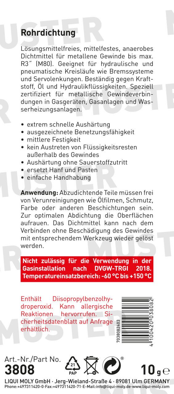 Liqui Moly Montagekleber Liqui Moly Rohrdichtung 10 g