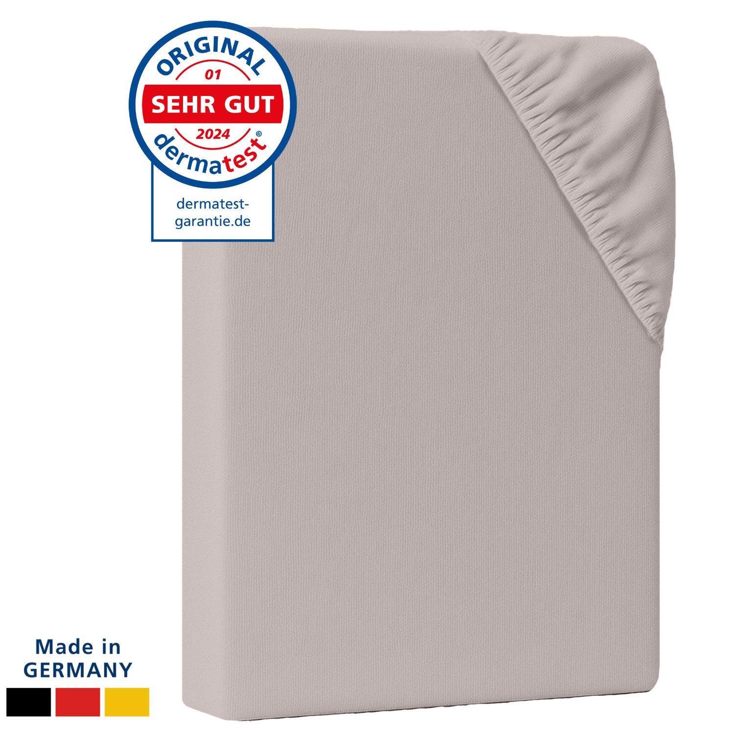 AM Qualitätsmatratzen Spannbettlaken Baumwolle in taupe, Bettlaken für Matratzen, Made in Germany, Baumwolle, Gummizug: rundum, (1 Stück), 90x200x30