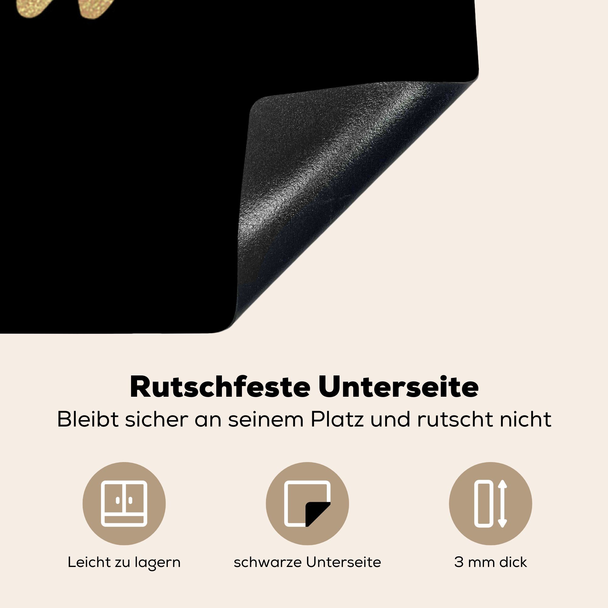 78x78 - (1 Herdblende-/Abdeckplatte Gold, cm, - Zitat Arbeitsplatte küche Wahrheit tlg), MuchoWow Ceranfeldabdeckung, Vinyl, für