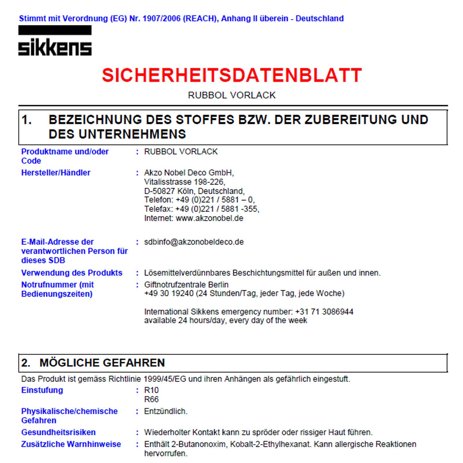 Sikkens Holzgrundierung RUBBOL VORLACK - 2.5 LTR (WEISS)