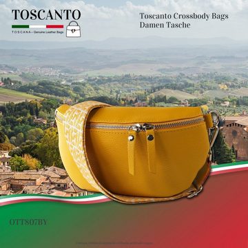 Toscanto Gürteltasche Toscanto Damen Gürteltasche Leder gelb (Gürteltasche), Damen Gürteltasche Leder, gelb, mehrfarbig ca. 25cm x ca. 15cm