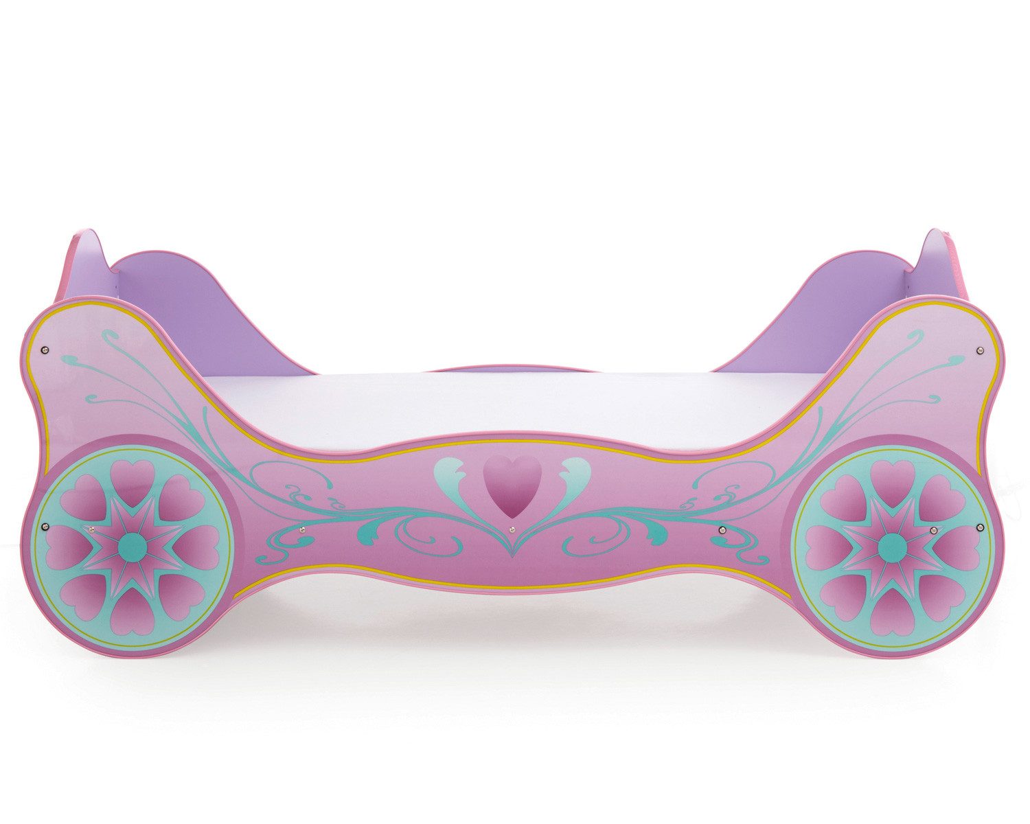 Begabino Autobett Kinderbett Prinzessin Kutsche Lila mit Matratze, Lattenrost 90x200 cm