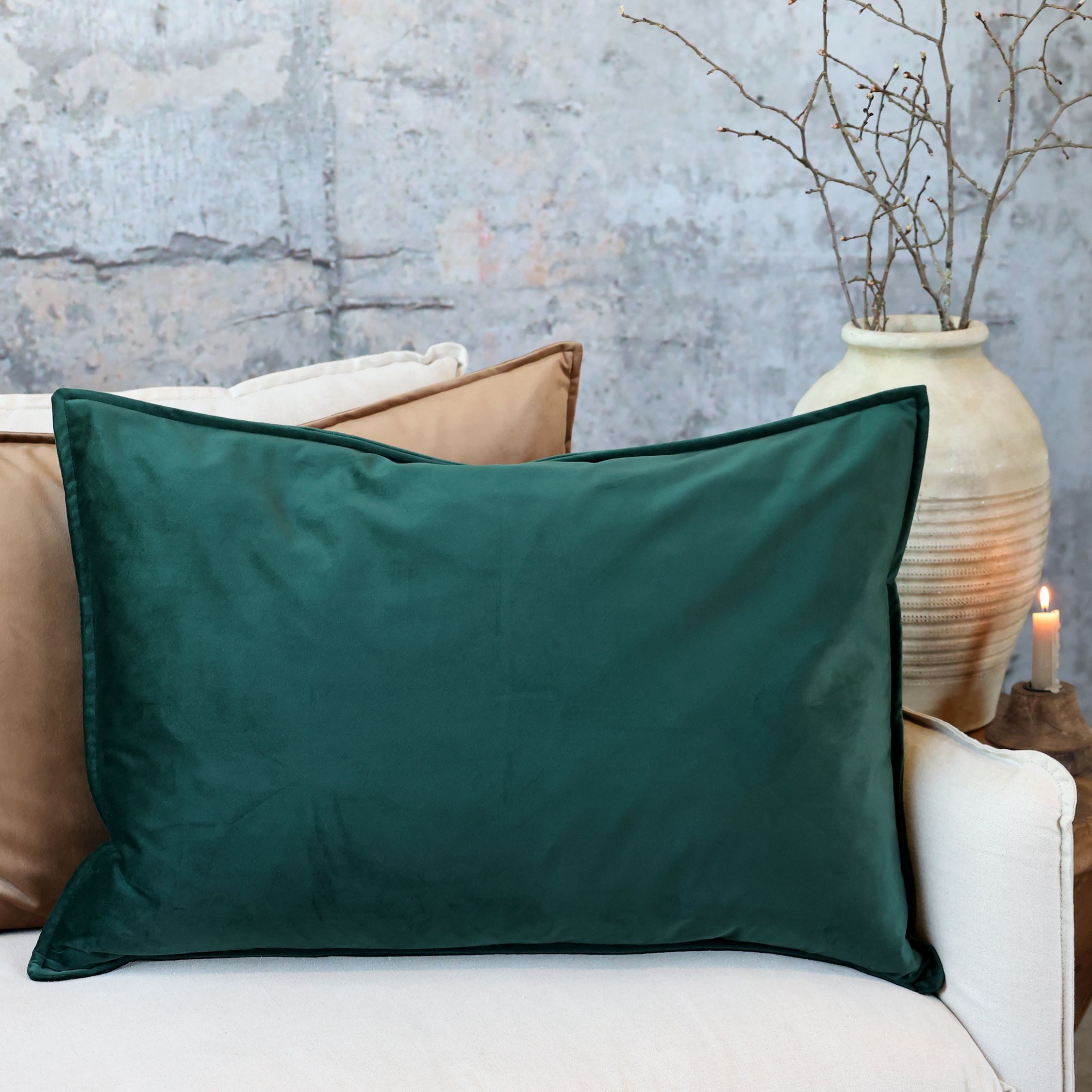 Chic Antique Kissenbezug Aix Kissebezug velour L50/B70 cm forest green, (1 Stück)