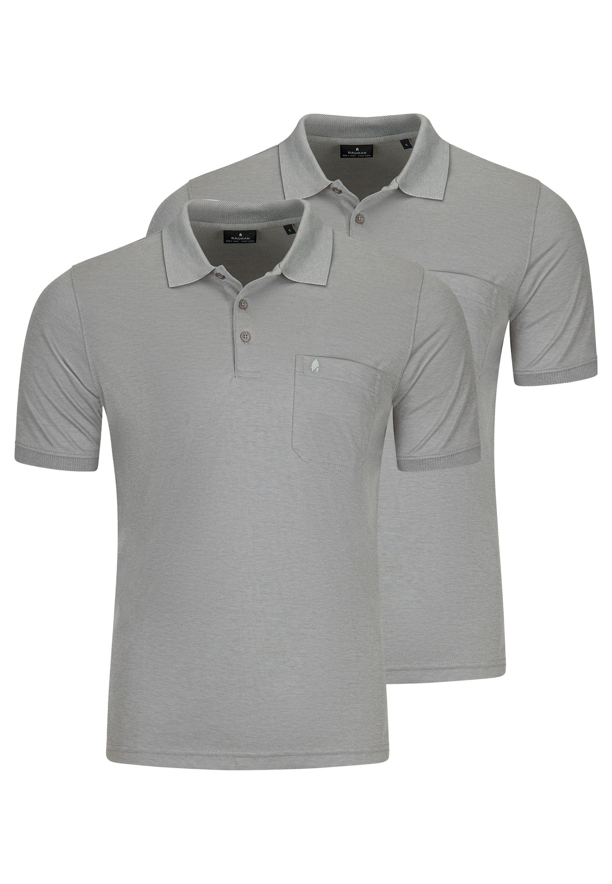 RAGMAN Poloshirt 2er Pack Basic (Spar-Set, 2-tlg) Poloshirt - Baumwolle - Atmungsaktiv - Klassischer Look
