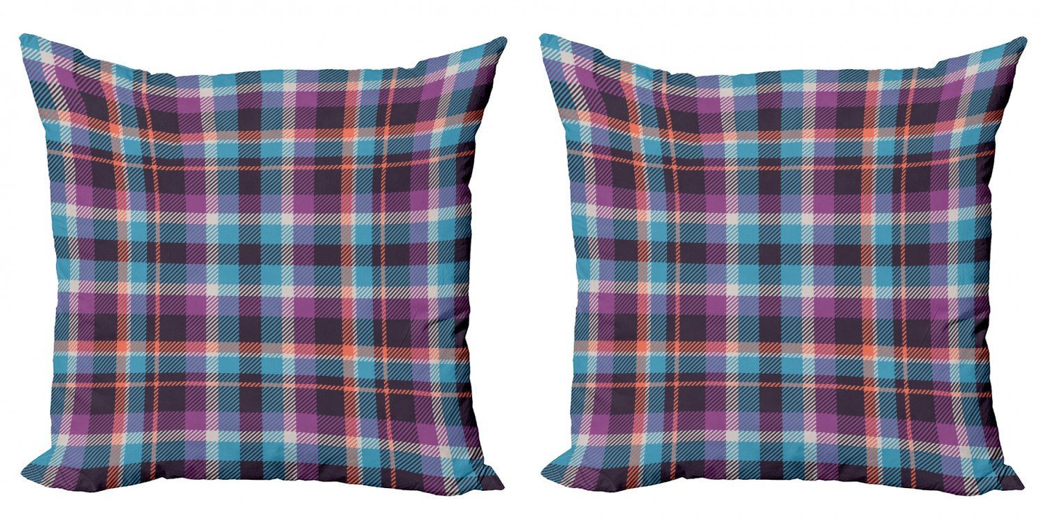 Kissenbezüge Modern Accent Doppelseitiger Digitaldruck, Abakuhaus (2 Stück), Kariert Scotland Land Tile