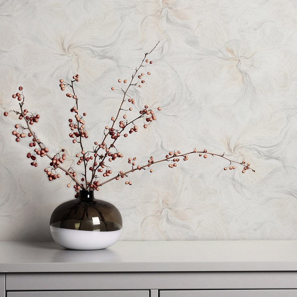 Erismann Vliestapete Marmor Optik Blumen Grau Beige Silber Glitzer 10514-02 Aurora