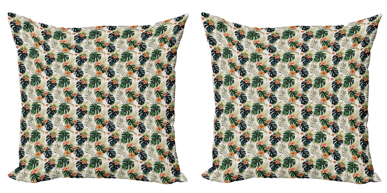 Kissenbezüge Modern Accent Doppelseitiger Digitaldruck, Tropische Stück), Hibiskus (2 Abakuhaus Blumen Monstera