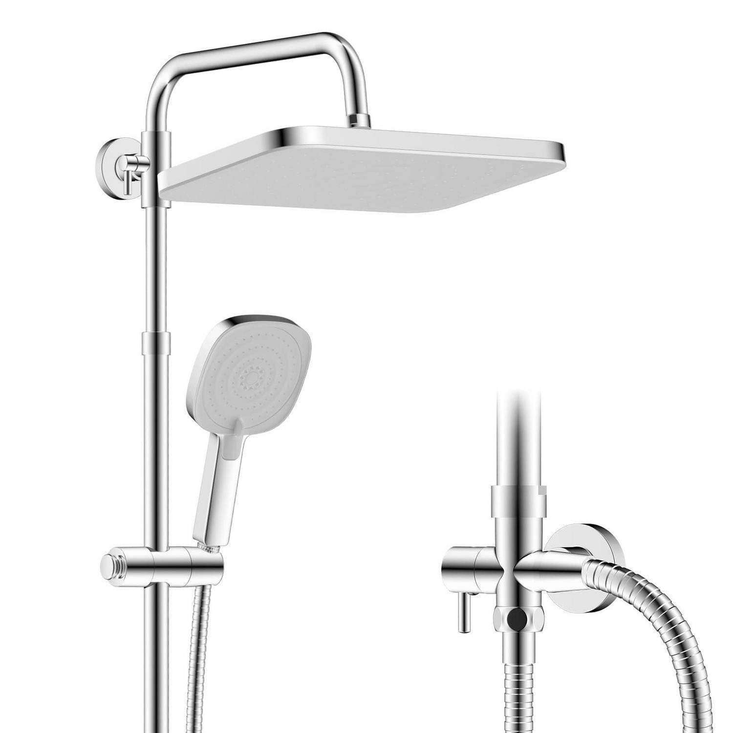 LuxusKollektion Duschsystem Regenbrause selbstreinigend 30*20cm Weißes Paneel mit Chromrahmen, Höhe 74 cm