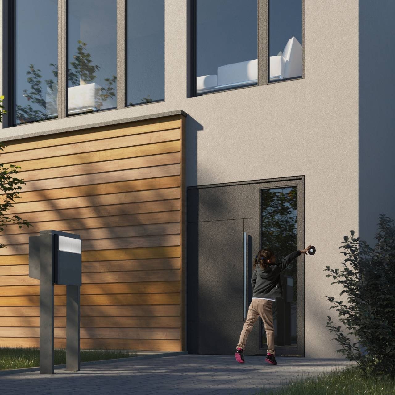 Bravios Briefkasten Standbriefkasten Big Flag Schwarz