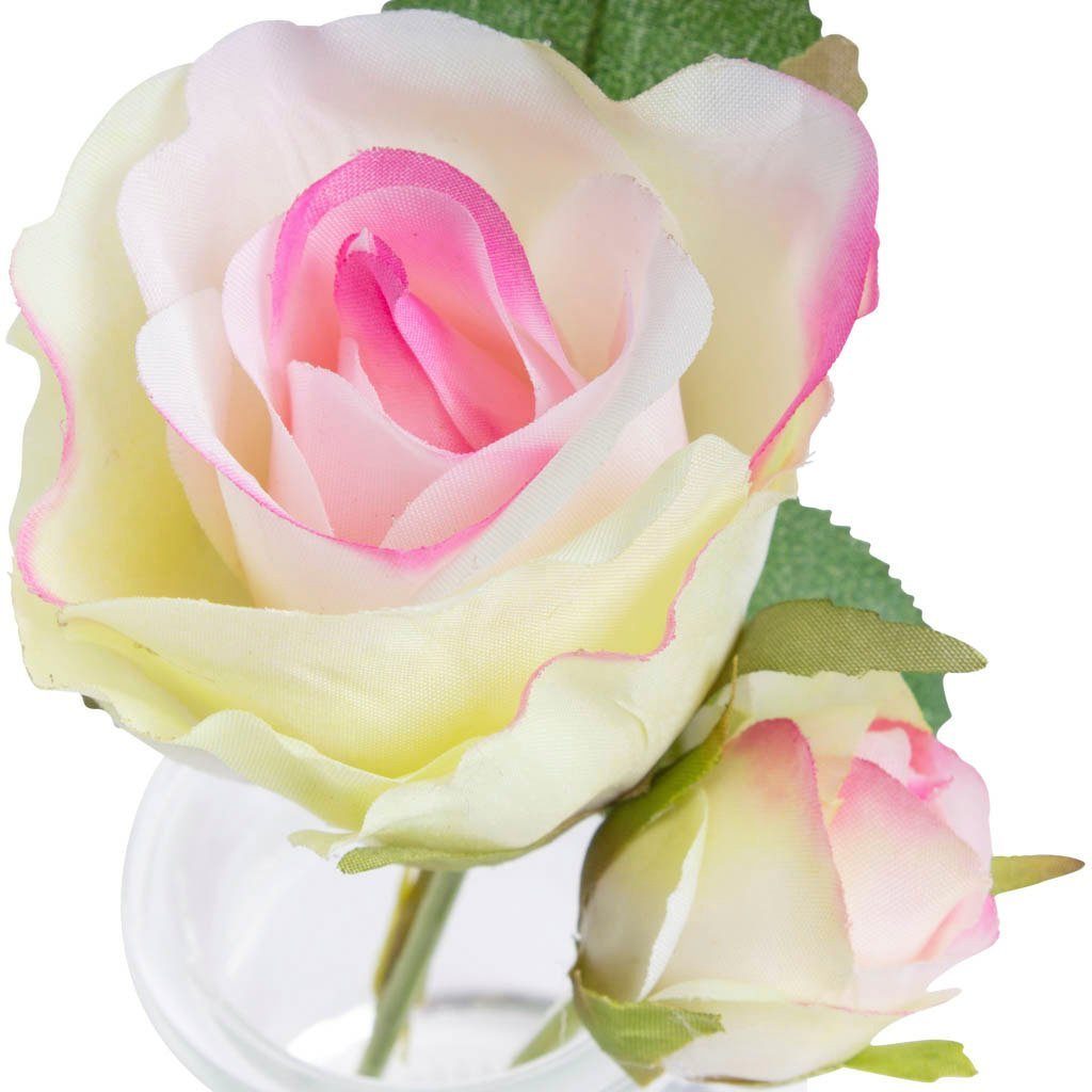 Im Botanic-Haus, dekorativen 14 Rose zusätzlichen Höhe Kunstblume Glas ohne Glas, im cm, - Aufwand