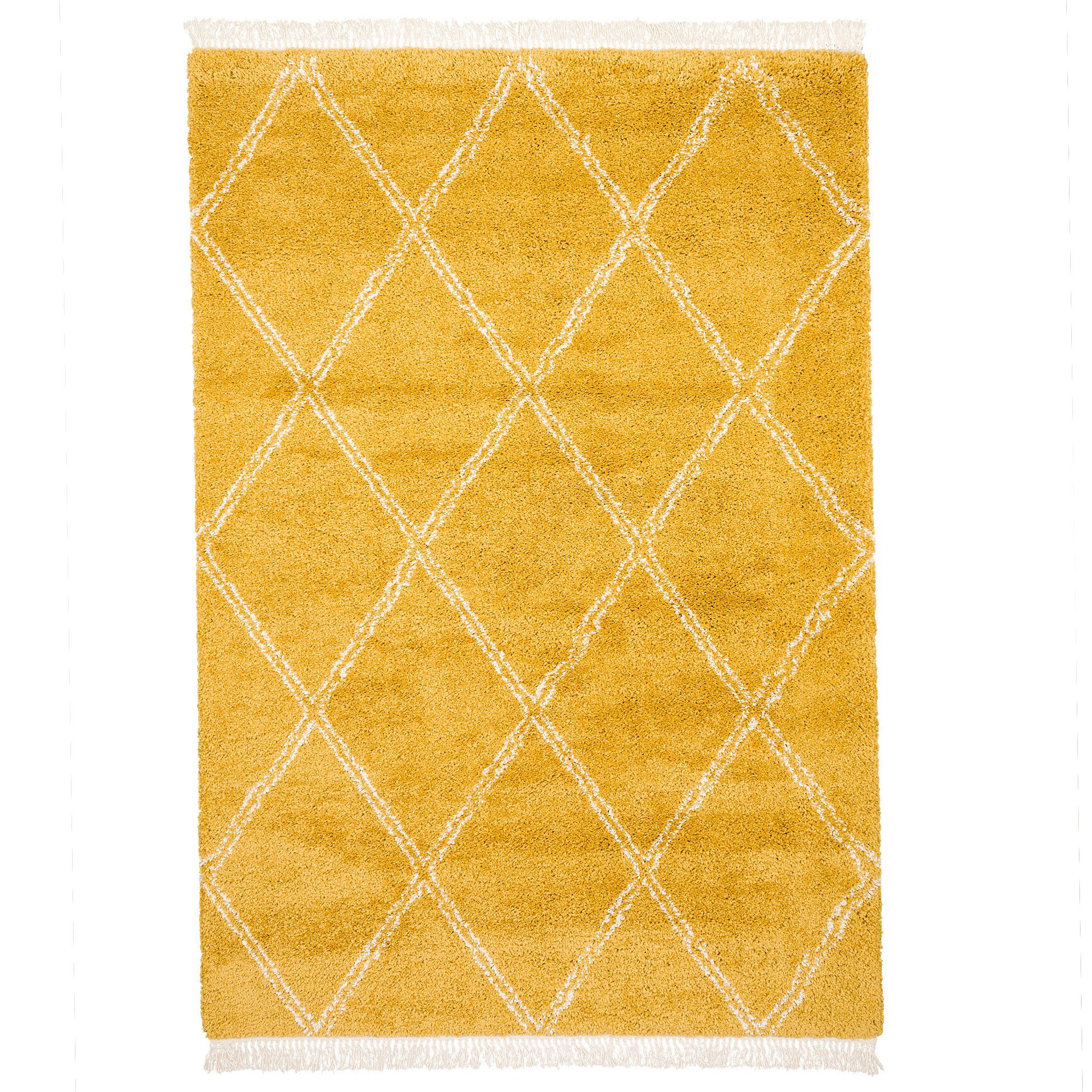 Pergamon Hochflor-Teppich Hochflor Langflor Shaggy Teppich Boho Rauten, Rechteckig, Höhe: 35 mm – Bild 2 von 5