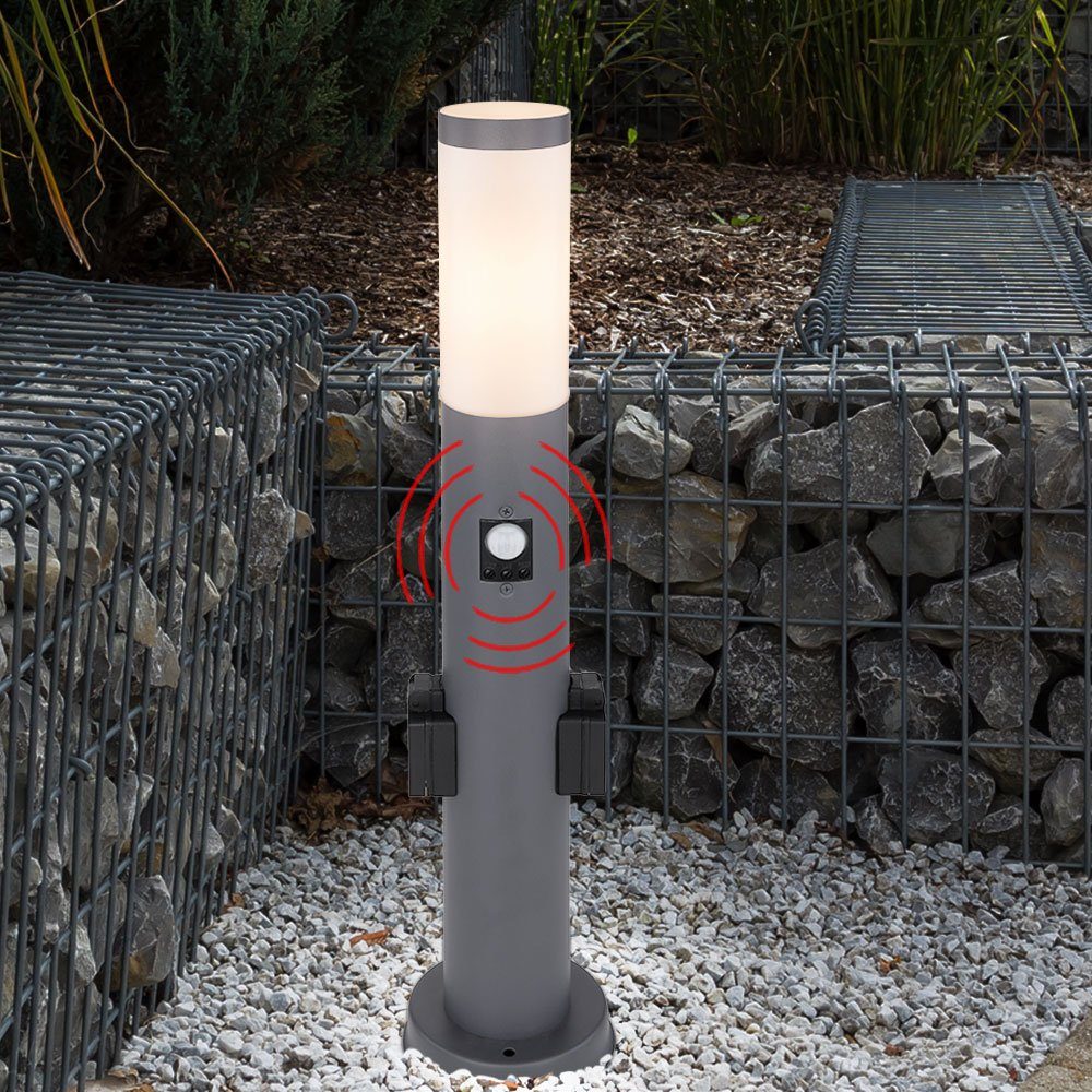 Globo LED Stehleuchte Leuchtmittel Außenleuchte inklusive, Bewegungsmelder LED Außen-Stehlampe, mit Warmweiß