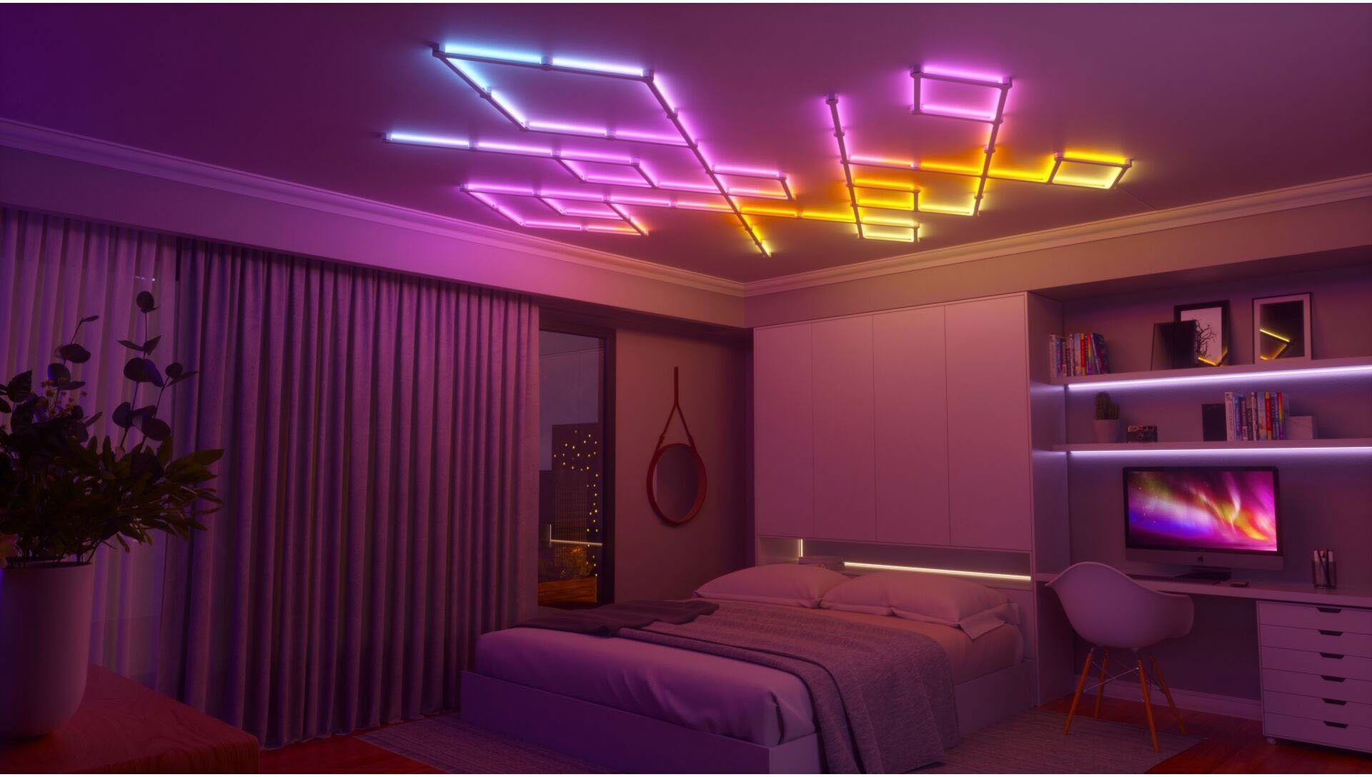 Dimmfunktion, Lines, Lichtleiste Farbwechsler fest LED integriert, nanoleaf LED