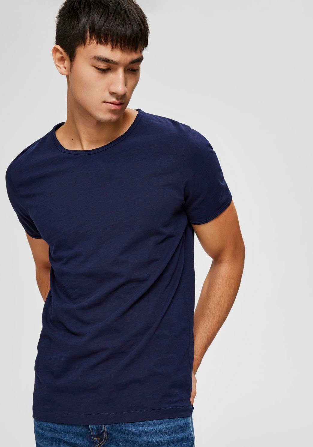 Blue MORGAN SELECTED HOMME Maritime O-NECK T-Shirt TEE