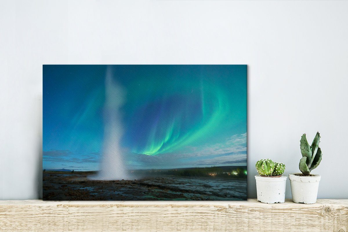 Island, Leinwandbild Wandbild Aufhängefertig, (1 Wanddeko, OneMillionCanvasses® St), cm 30x20 Das Leinwandbilder, Nordlicht,