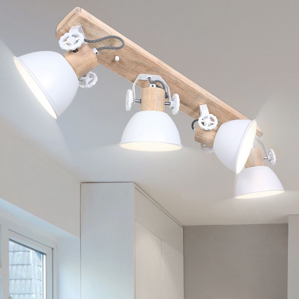 Steinhauer LIGHTING LED Deckenspot, Leuchtmittel nicht inklusive, Vintage Holz Decken Leuchte weiß Wohn Ess Zimmer