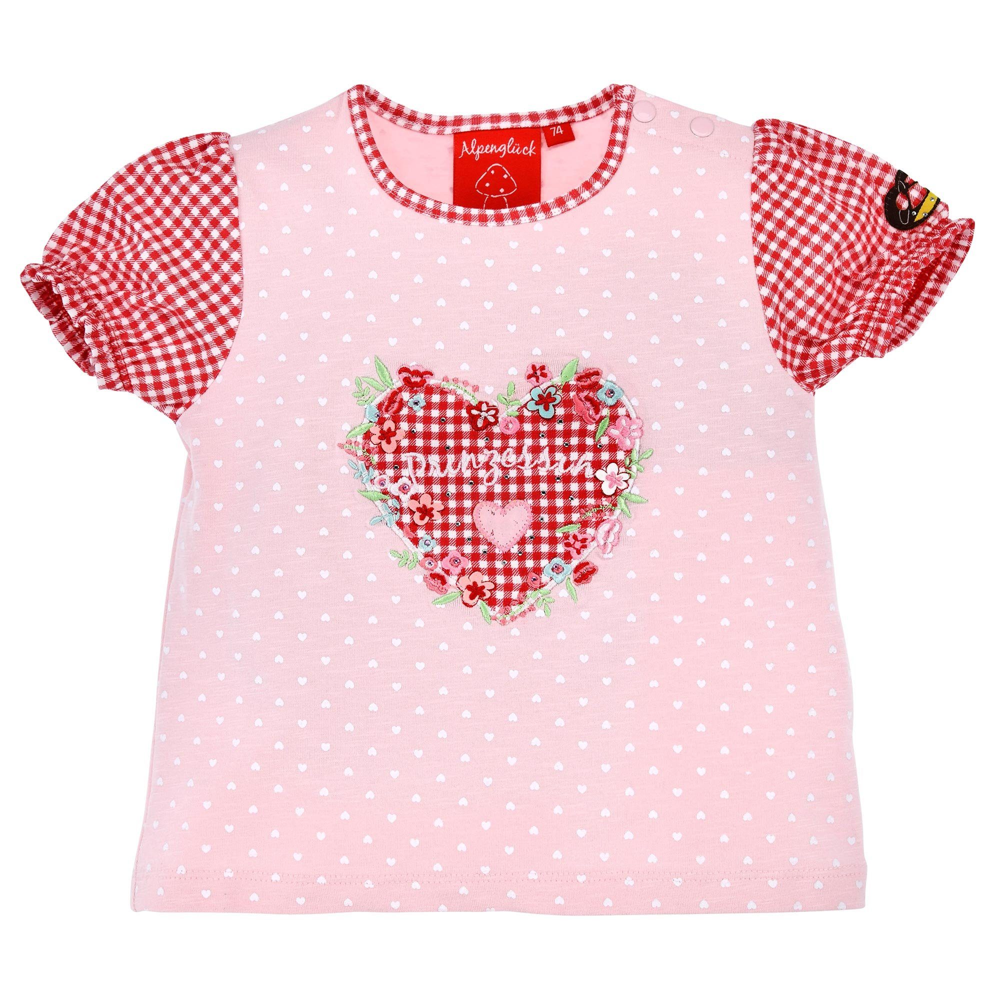 Kinder Mädchen (Gr. 50 - 92) BONDI Trachtenshirt mit süßem Herzprint