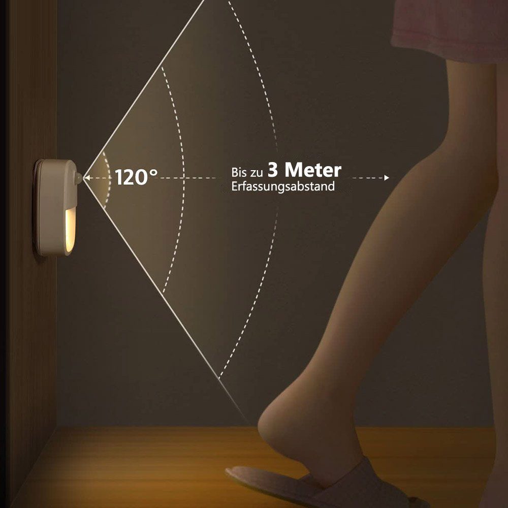 Rosnek LED Aufkleber, Warmweiß, Bewegungsmelder, Schrank, Weiß, Schlafzimmer Treppen batterie für Nachtlicht Flur