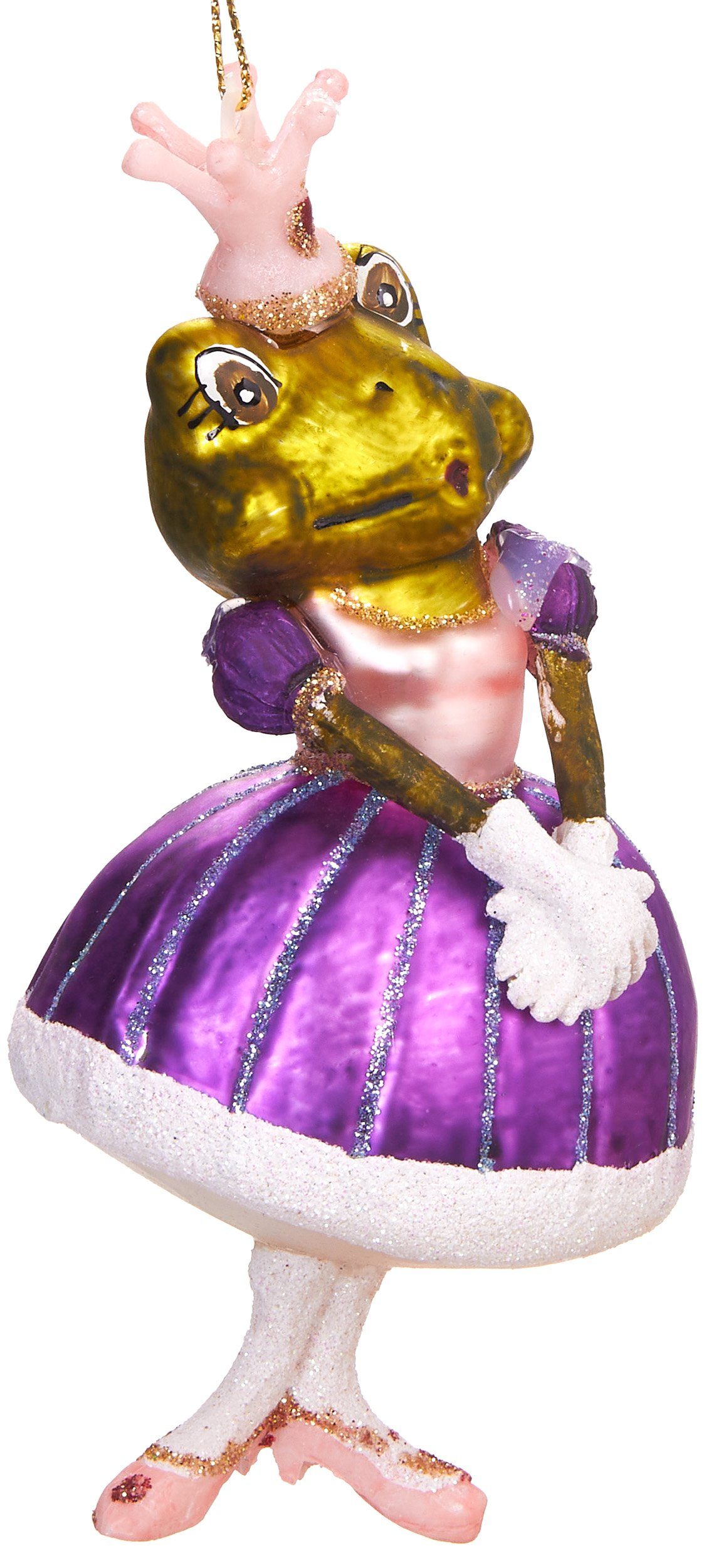 Christbaumschmuck gläserner Weihnachtskugel Weihnachtsschmuck BRUBAKER 14 handbemalt Märchenwelt, Froschprinzessin, - aus cm Mundgeblasene der