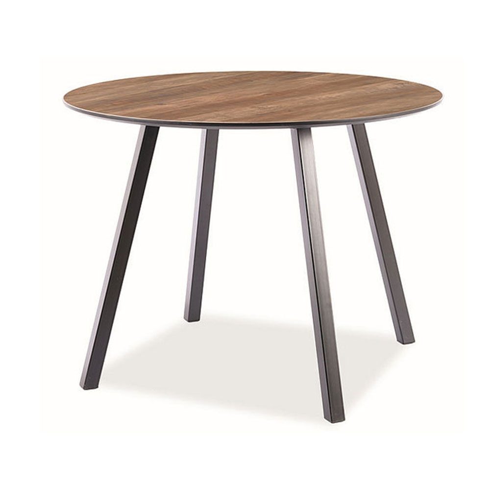 Feldmann-Wohnen Esstisch Oakland (Tischplatte, Metallgestell, 1-St., runde Tischplatte, Gestell aus Metall), 100x100x75cm Nussbaum schwarz