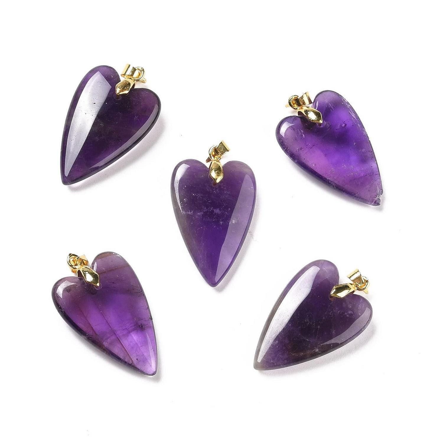 LuxusKollektion Herzanhänger Anhänger Herz Amethyst 5 Stück (5-tlg)