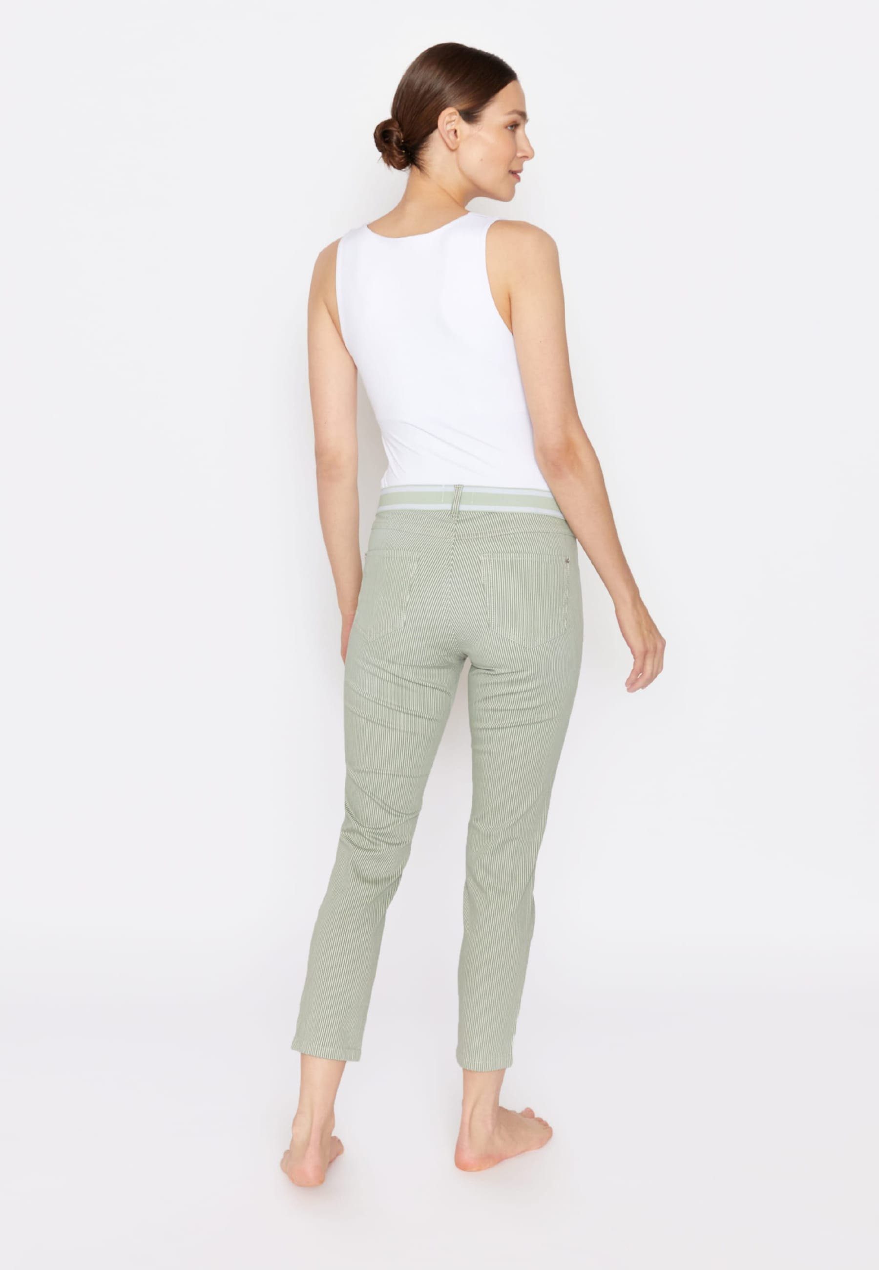 Streifen Jeans 7/8-Jeans grün Sporty mit Label-Applikationen ANGELS schmalen Ornella mit