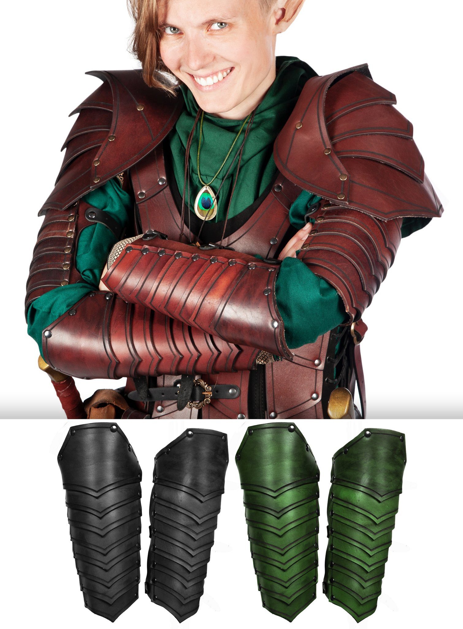 Andracor Kostüm Armschienen - Drachenrücken, Stabile Lederarmschienen im Drachenschuppen look.