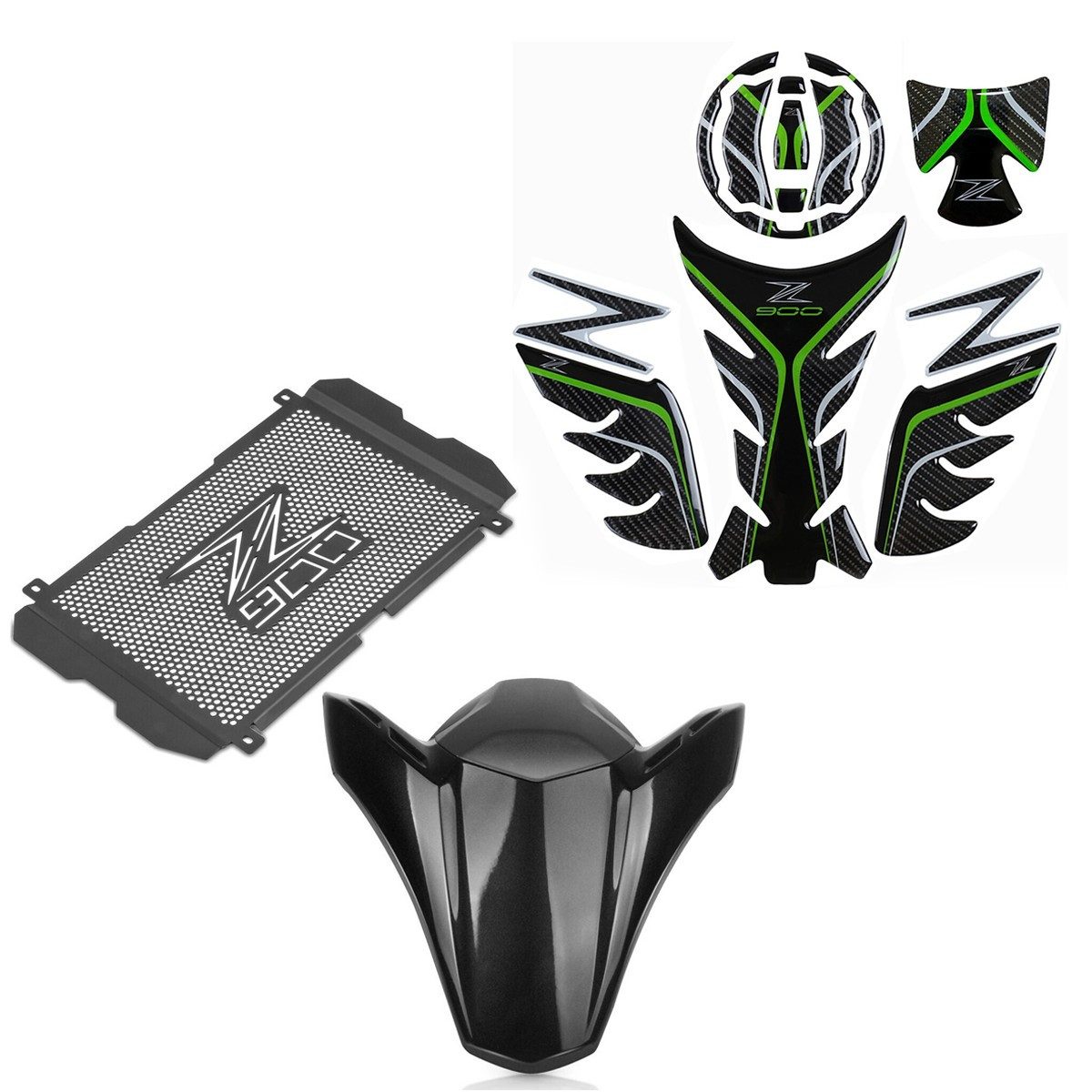 Halter Set Tankpad + Set Kühlerabdeckung passend für Kawasaki Z 900 17-19