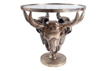 riess-ambiente Couchtisch MATADOR 56cm bronze, Wohnzimmer · Metall · rund · Stierkopf · Glasplatte · Wild-West Stil