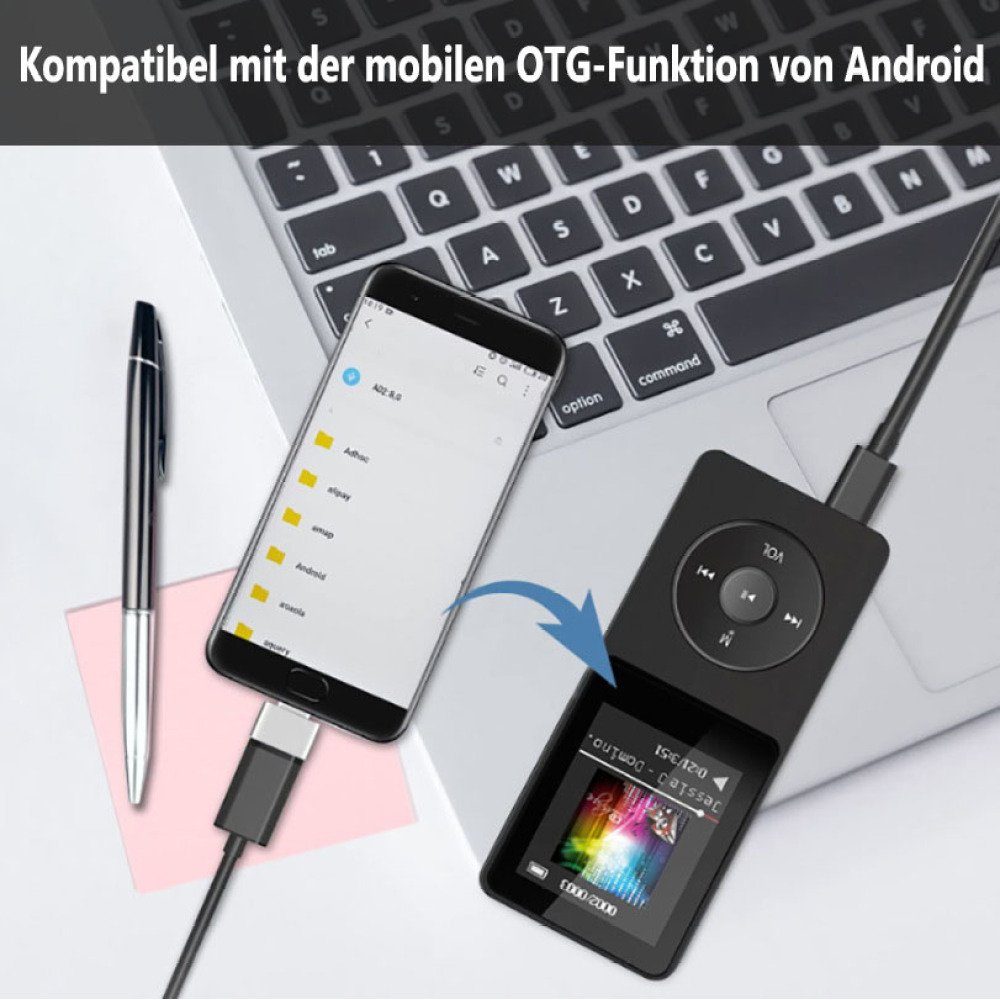 MP3-Player GelldG Zoll (Bluetooth) Farbbildschirm 1,8 mit MP3-Player