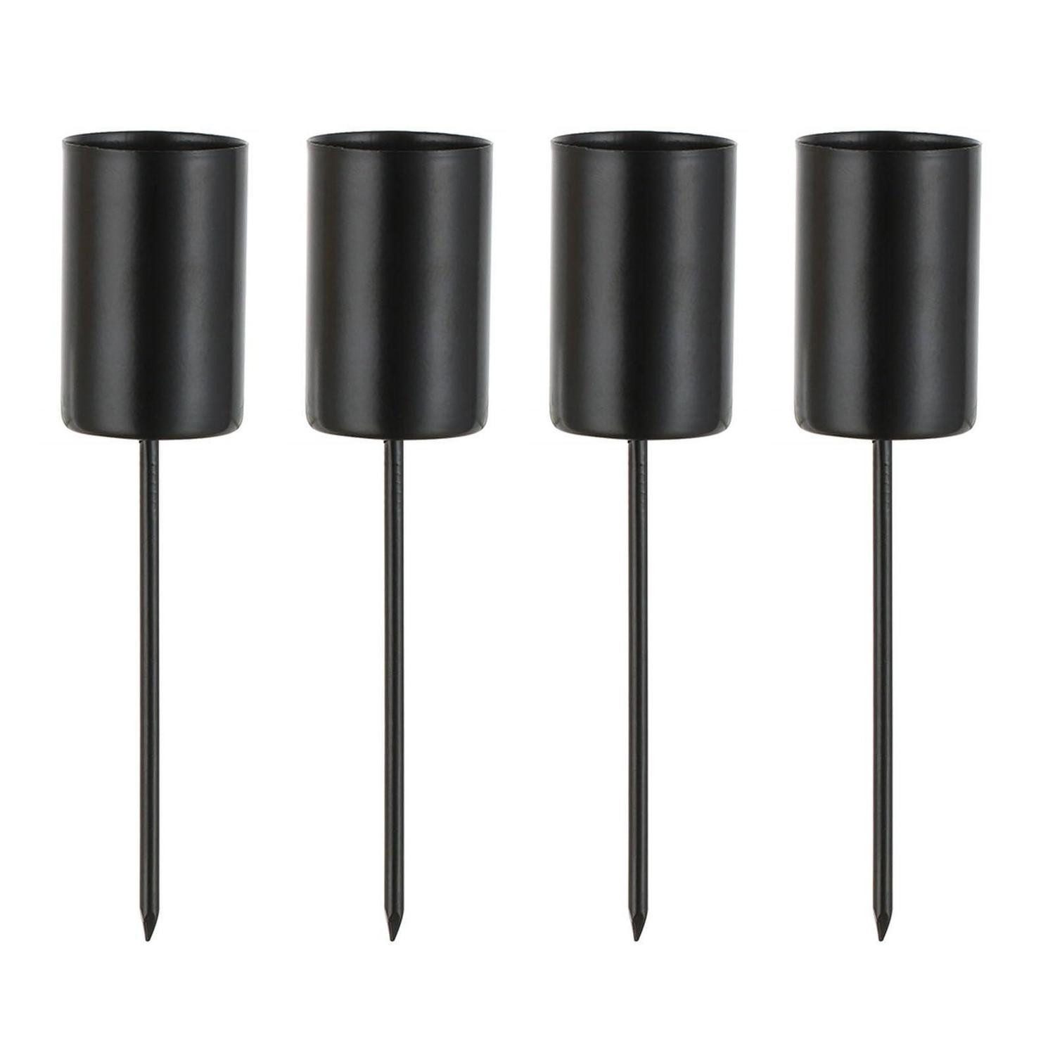 LuxusKollektion Adventsleuchter Stabkerzenhalter Adventskranz Schwarz 4er-Set (4 St)