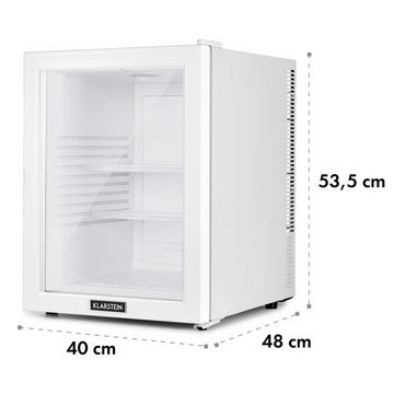 Klarstein Table Top Kühlschrank HEA-Brooklin-50Wht 10035227A, 53.5 cm hoch, 40 cm breit, Hausbar Minikühlschrank ohne Gefrierfach Getränkekühlschrank Glastür
