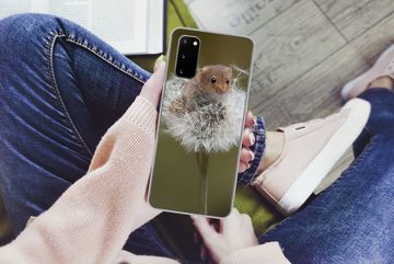 MuchoWow Handyhülle Maus - Jung - Blumen, Phone Case, Handyhülle Samsung Galaxy S20, Silikon, Schutzhülle