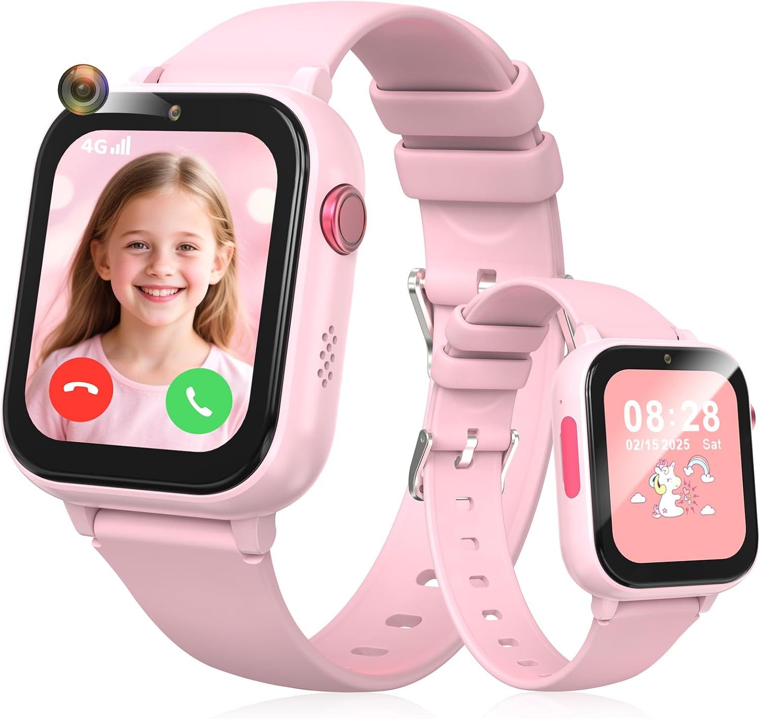 uleway 4G Kinderuhr; mit Telefonfunktion & Spiele für Jungen und Mädchen Smartwatch (4,6 cm/1,83 Zoll, sim-karte), IP67 Wasserdichte mit Kamera, Lernspiele & langer Akku