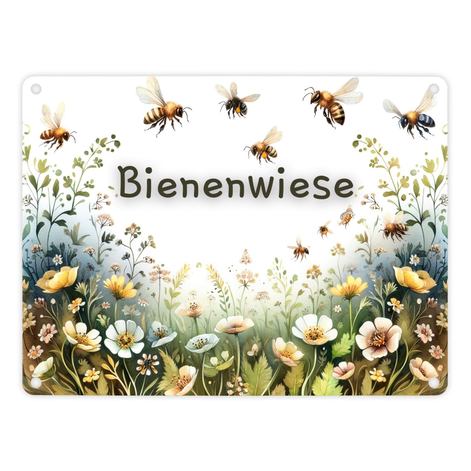 Metallschild Bienenwiese Metallschild in 15x20 cm