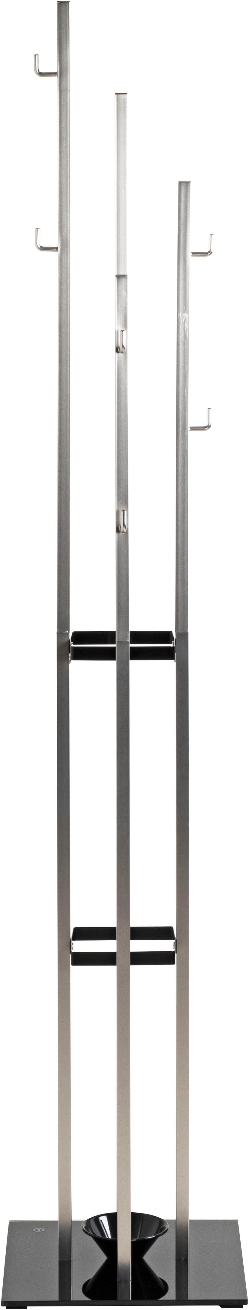 HAKU Garderobenständer Kleiderständer, Standgarderobe, quadratisch - aus Metall Silber - B/T/H 35/35/182 cm