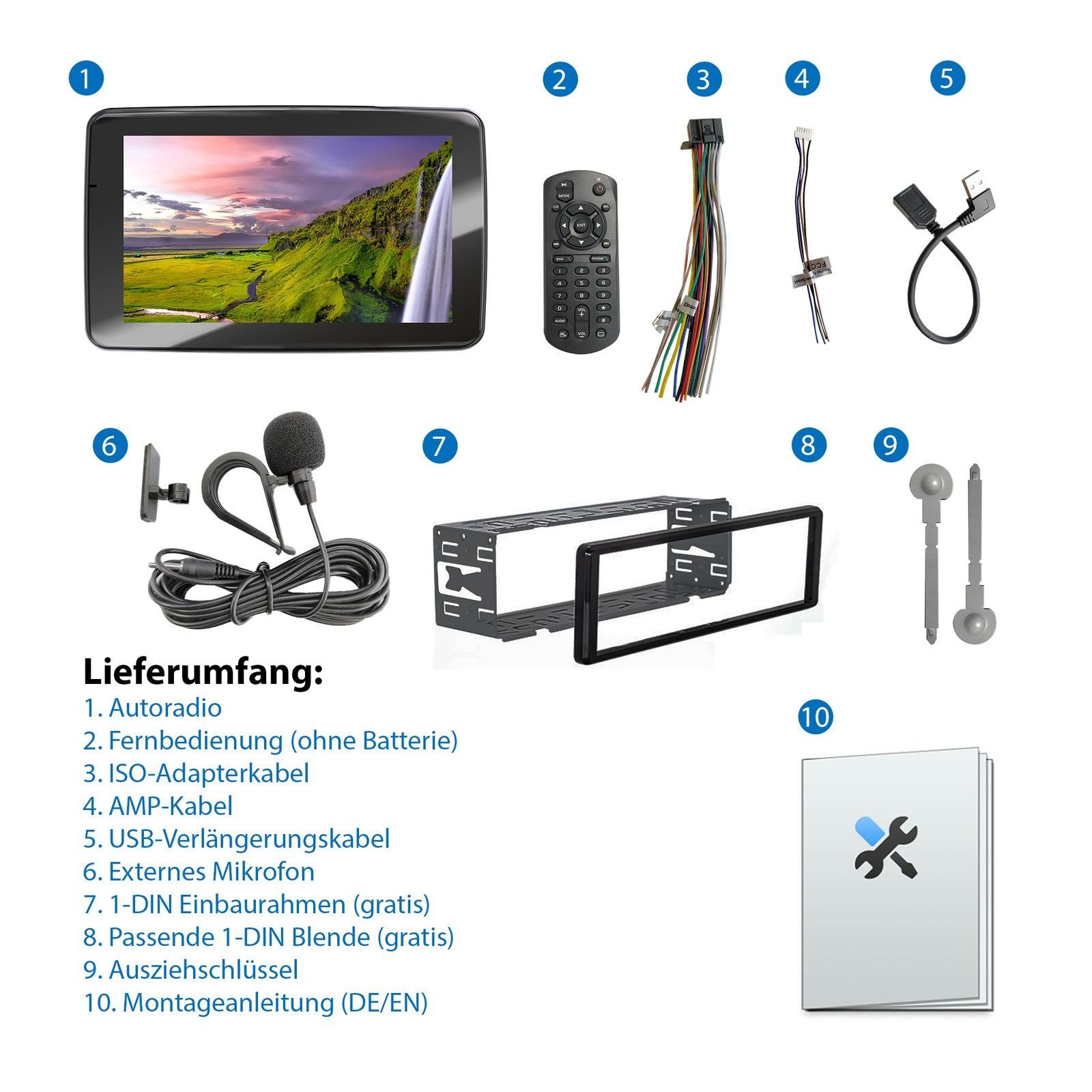 USB, 1 XM-V911R Bildschirm, DIN Autoradio Autoradio Zoll Bluetooth, 9 SD, mit XOMAX