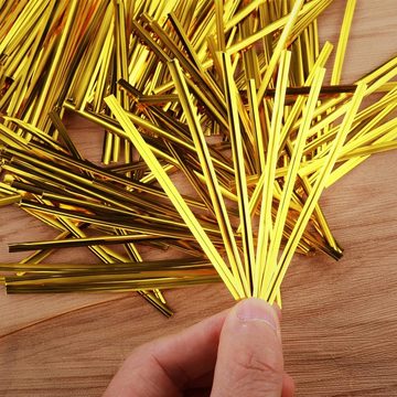 Rnemitery Verschlussklammer Bindebaender Verschluss Für Tüten Gold Tütenclips, 800 Stück 10cm (1-tlg), Langlebig und wiederverwendbar
