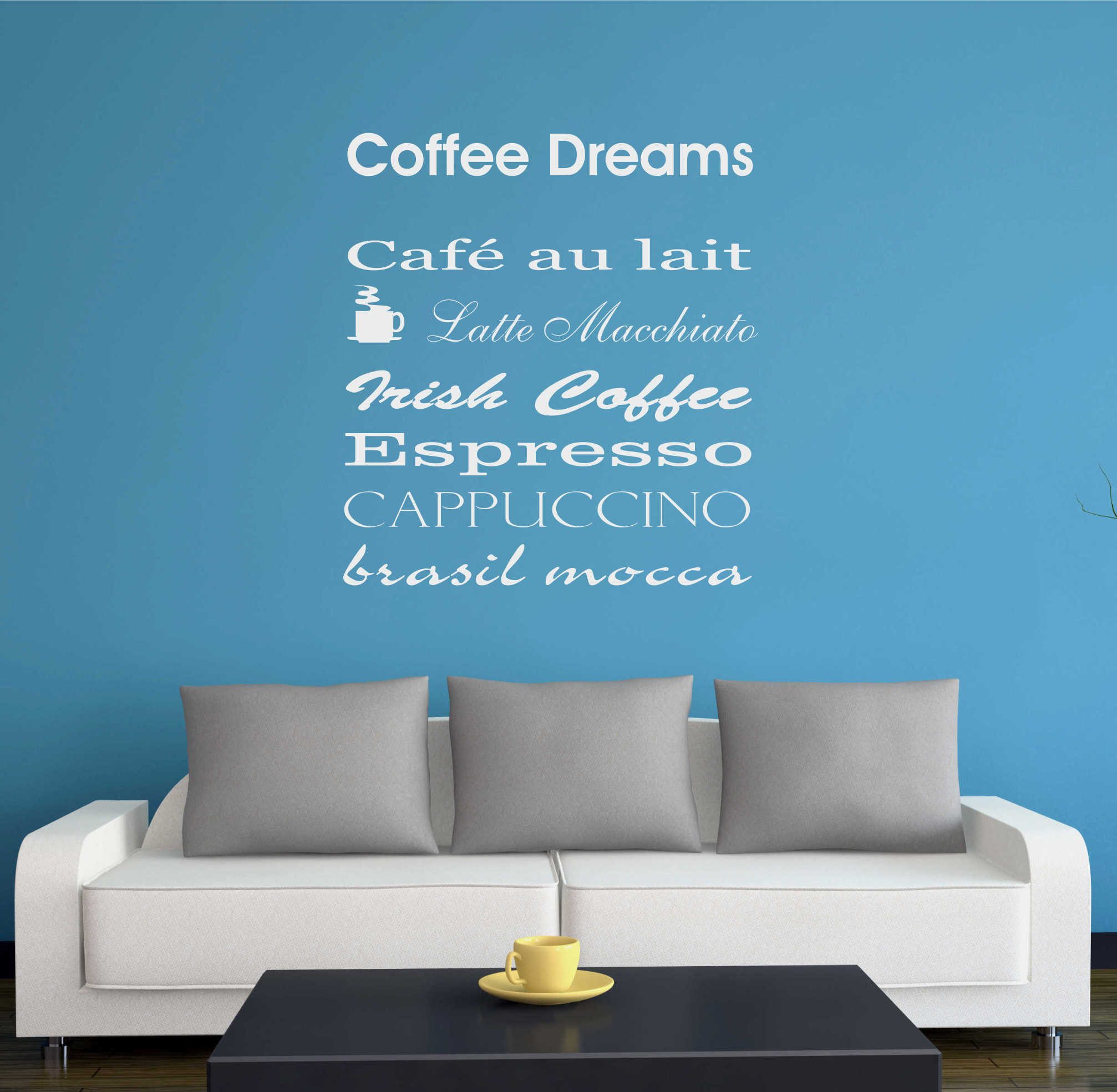 INDIGOS UG Wandtattoo Wandtattoo - Wandaufkleber - w028 Kaffee, Coffee, Kaffeetraum