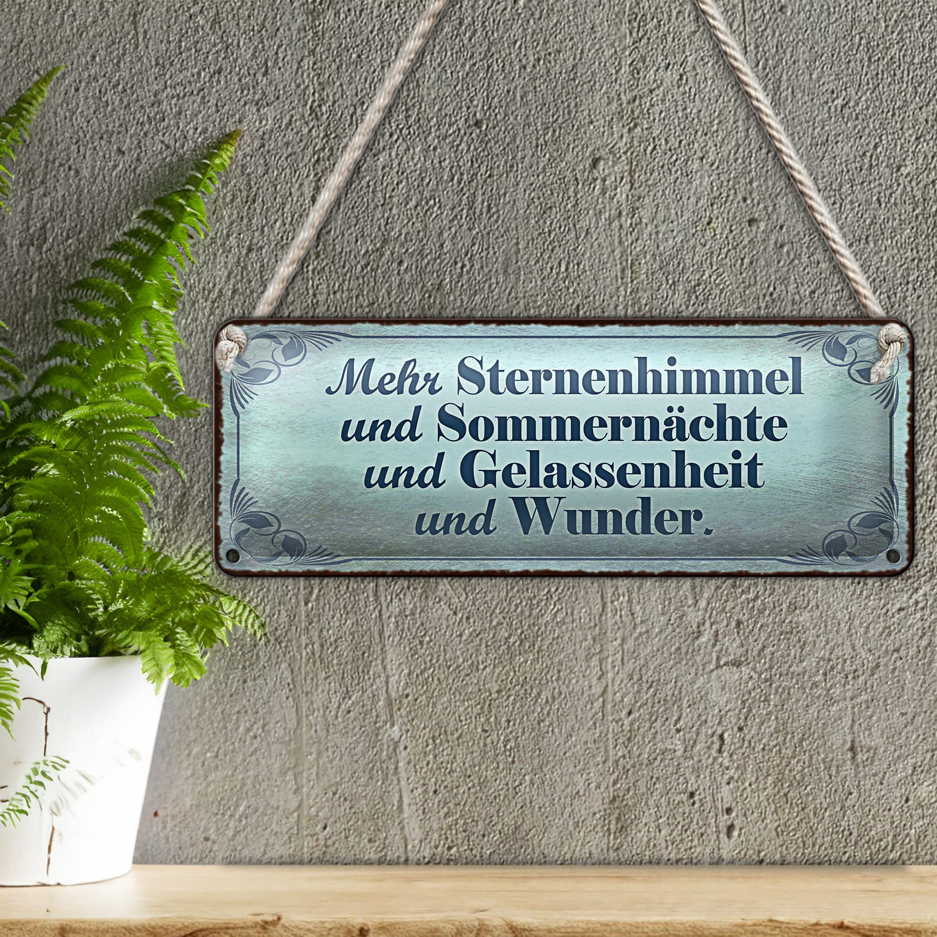 Roomando Metallschild Blechschild Spruch 27x10cm mehr Sternenhimmel Sommernächte Dekoration