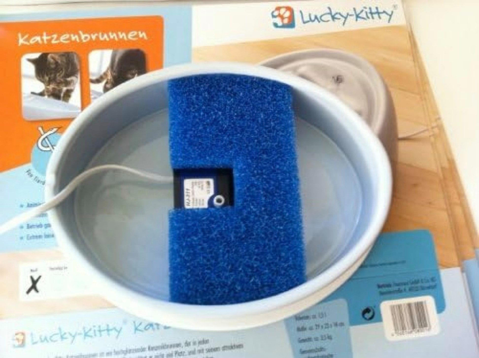 Lucky-Kitty Trinkbrunnen Langhaar-Dauerfilter für Trinknapf, Wasserfilter, ideal für Langhaar-Katzen, leicht zu reinigen